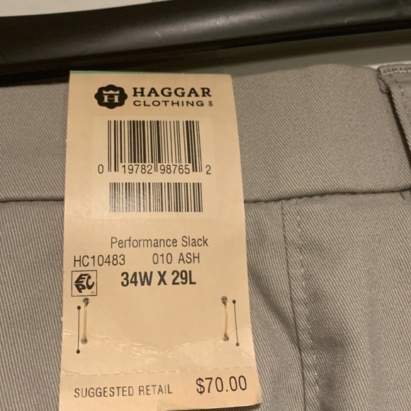 Mens Haggar Flat Front Wrinkle Free Pant 34/29 - Picture 2 of 3